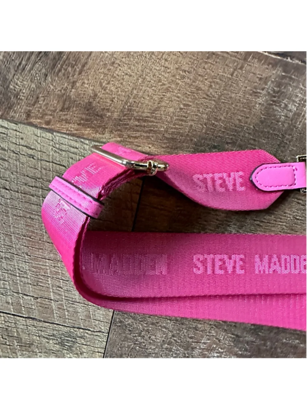 Women's Steve Madden Pink Logo Strap with Detachable adjustable￼Pouch Summer